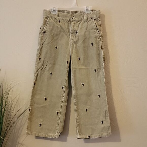BOY'S JANIE AND JACK TAN CORDUROY PANTS WITH EMBROIDERED REINDEER, SIZE 5T - Picture 1 of 9
